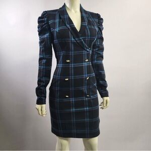VENUS Black and Blue Plaid Dress